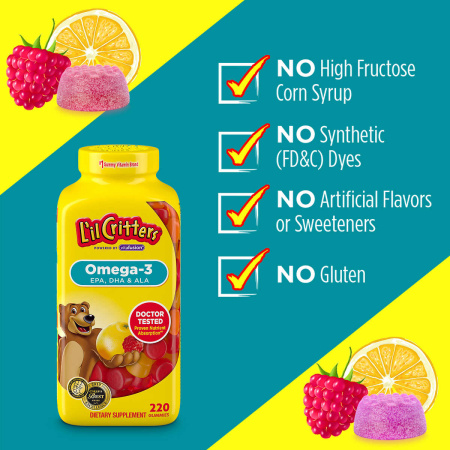 L’il Critters Omega-3 DHA – 220 Gummy Bears for Kids