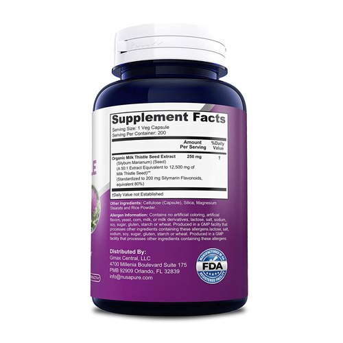 Nusapure Organic Milk Thistle Extract 12500 mg, 200 Capsules حليب الشوك العضوى استخلاص 12500 مجم ، 200 كبسولة - Image 2