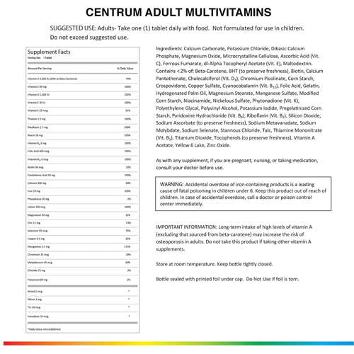 Centrum Multivitamins / Multiminerals for adults Unisex - 60 Tablets سنتروم فيتامينات و معادن متعددة للبالغين من الجنسين 60 حباية - Image 6