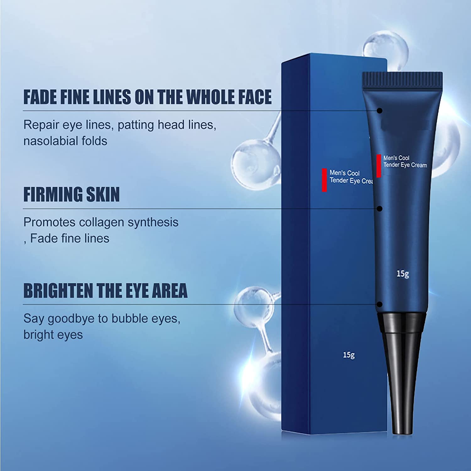 Lamvpiny Himse Awaken Peptide Depuffing Eye Gel, OPENEYES Peptide Depuffing Eye Gel, Lifts Firming Anti-Wrinkle Eye Tightener, Men's Moisturizing Eye Cream, Reduces Dark Circles, Under Eye Bags - Image 2