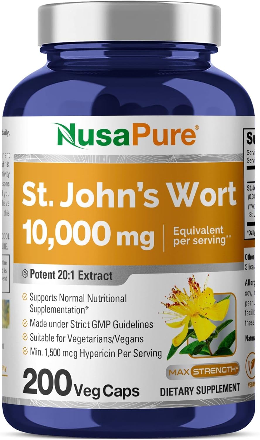 Nusapure, St. John's Wort 10,000mg, 200 Capsules