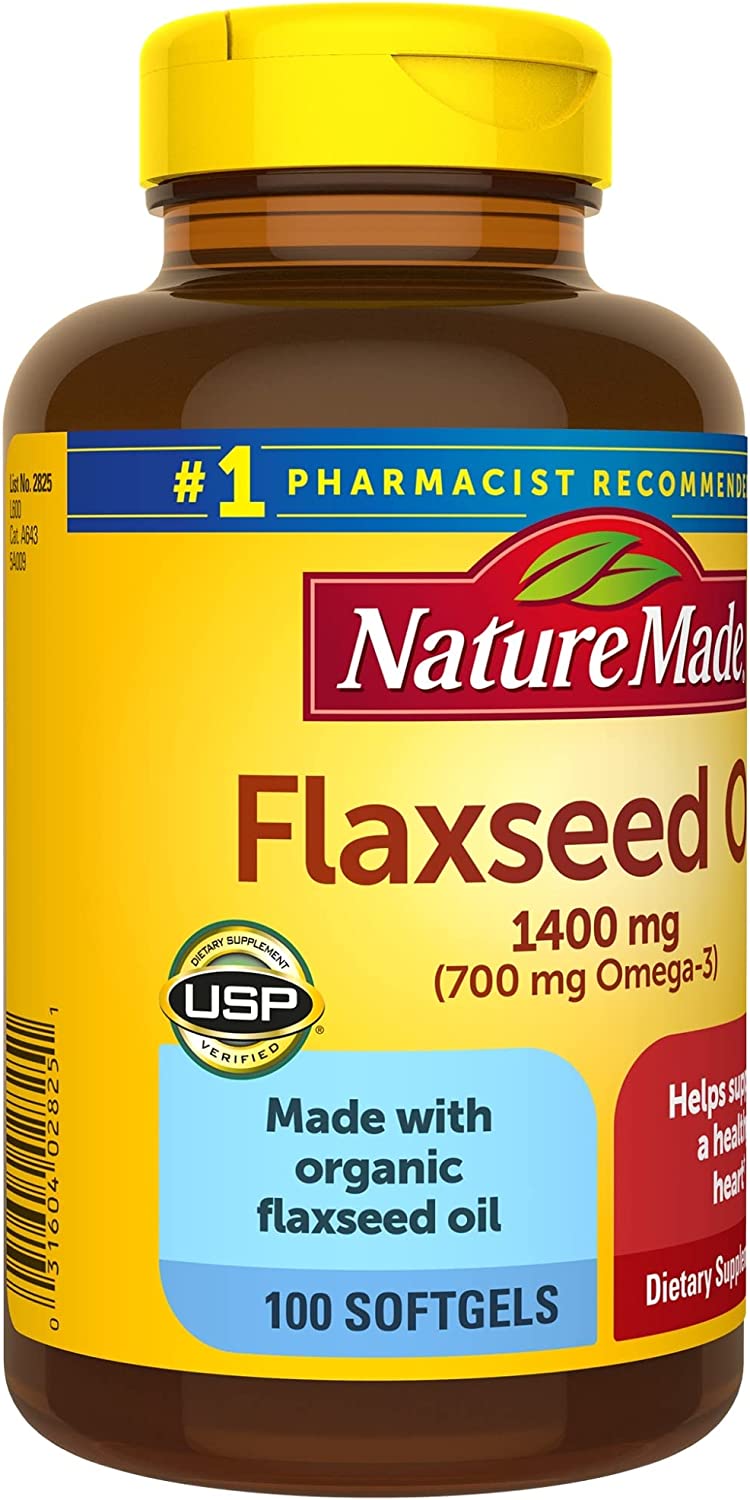 Nature Made Extra Strength Flaxseed Oil 1400 mg, Dietary Supplement for Heart Health Support, 100 Softgels - Image 3