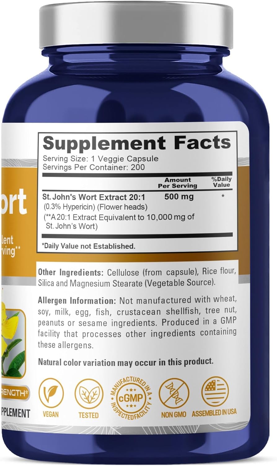 Nusapure, St. John's Wort 10,000mg, 200 Capsules - Image 2