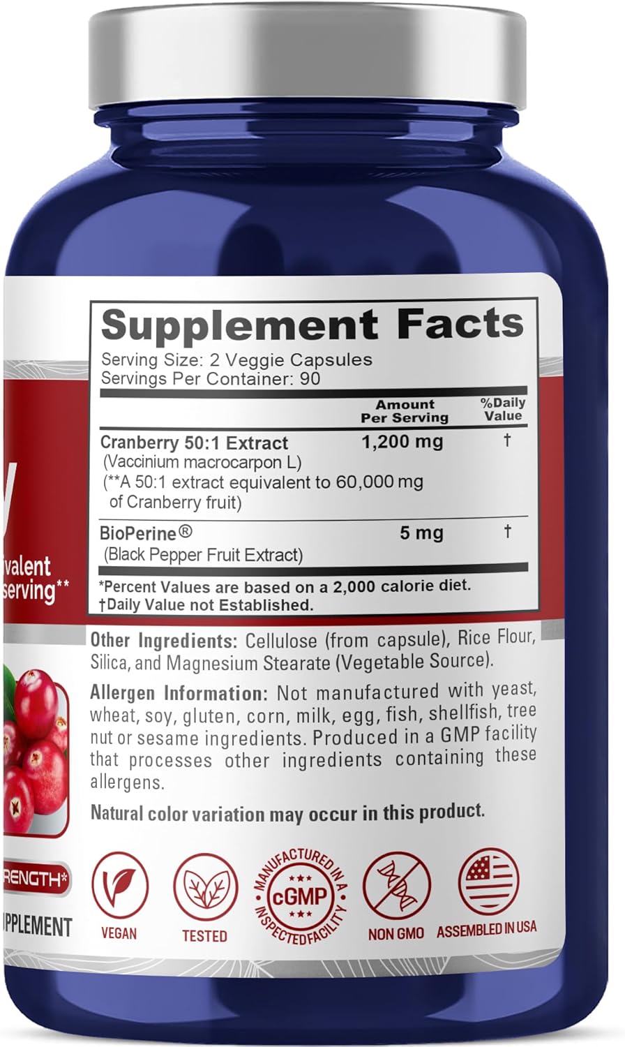 Nusapure, Cranberry 60000 mg, 180 Capsules