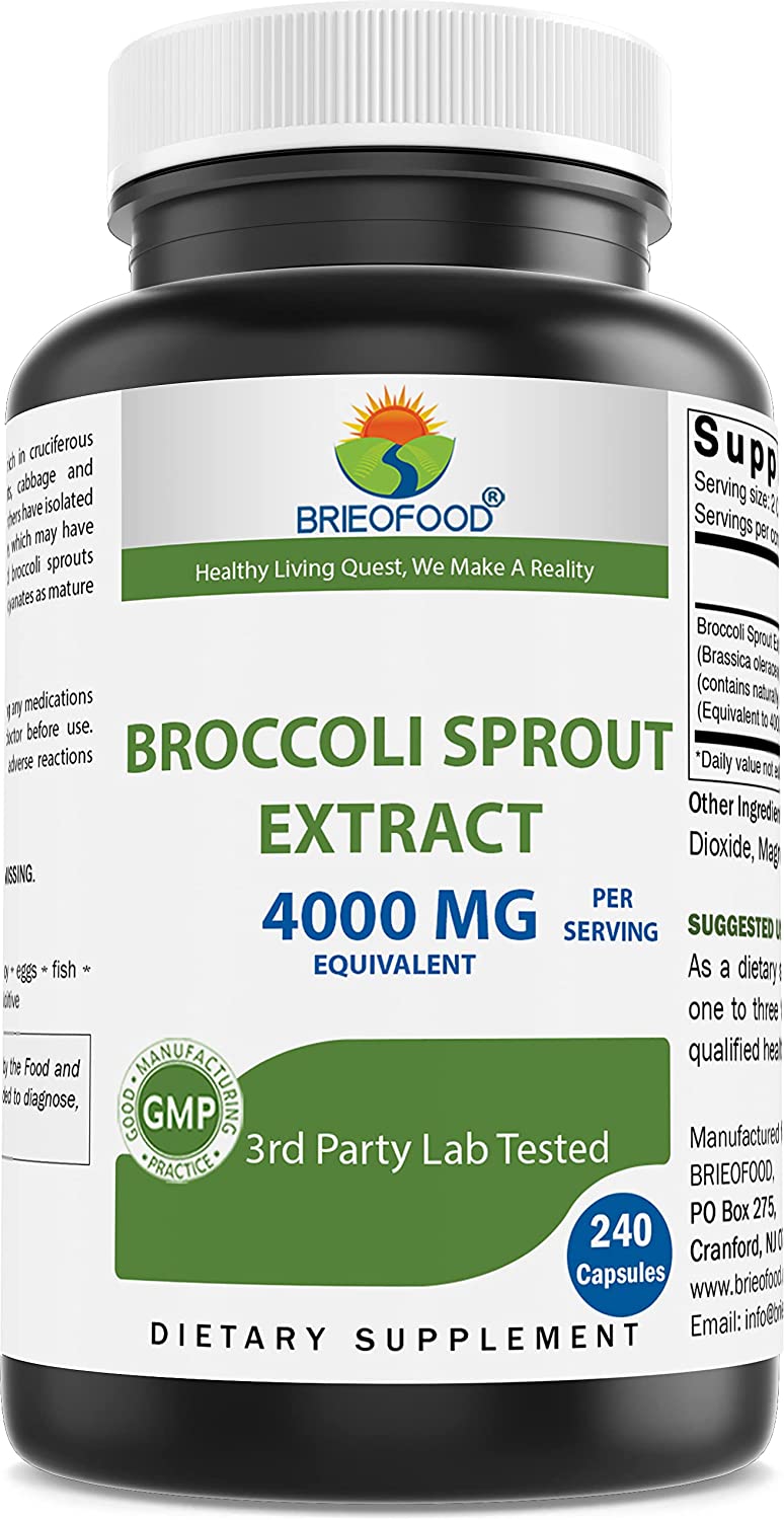 Brieofood Broccoli Sprout Extract 4000mg Serving - 240 Capsules