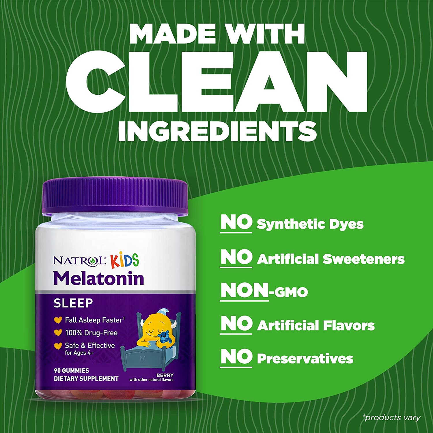 Natrol Kids Melatonin Gummy, 1mg, Sleep Aid Supplement for Children, Ages 4 and up, 90 Berry Flavored Gummies - Image 2