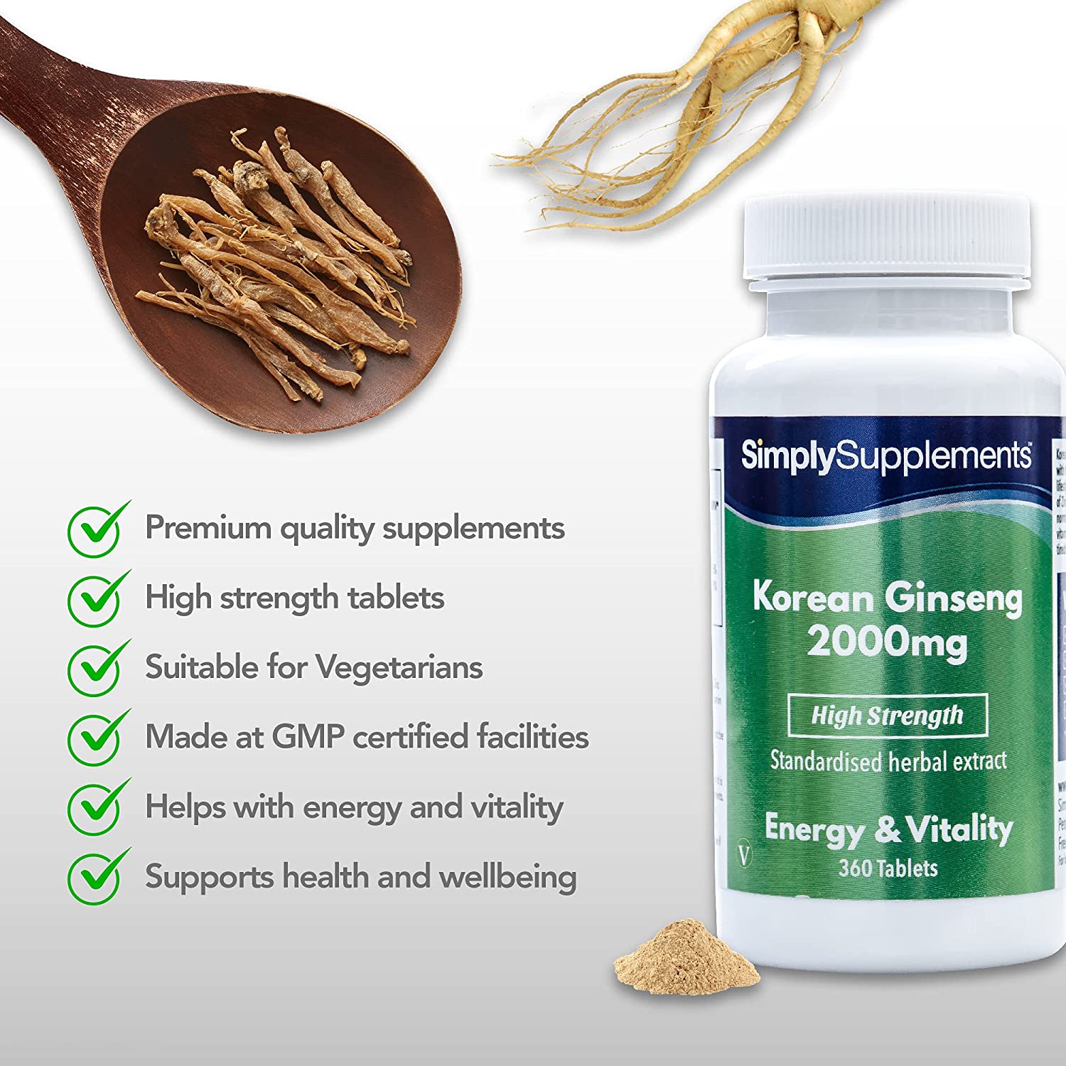 SimplySupplements Korean Ginseng 2000mg, 360 Tablets - Image 5