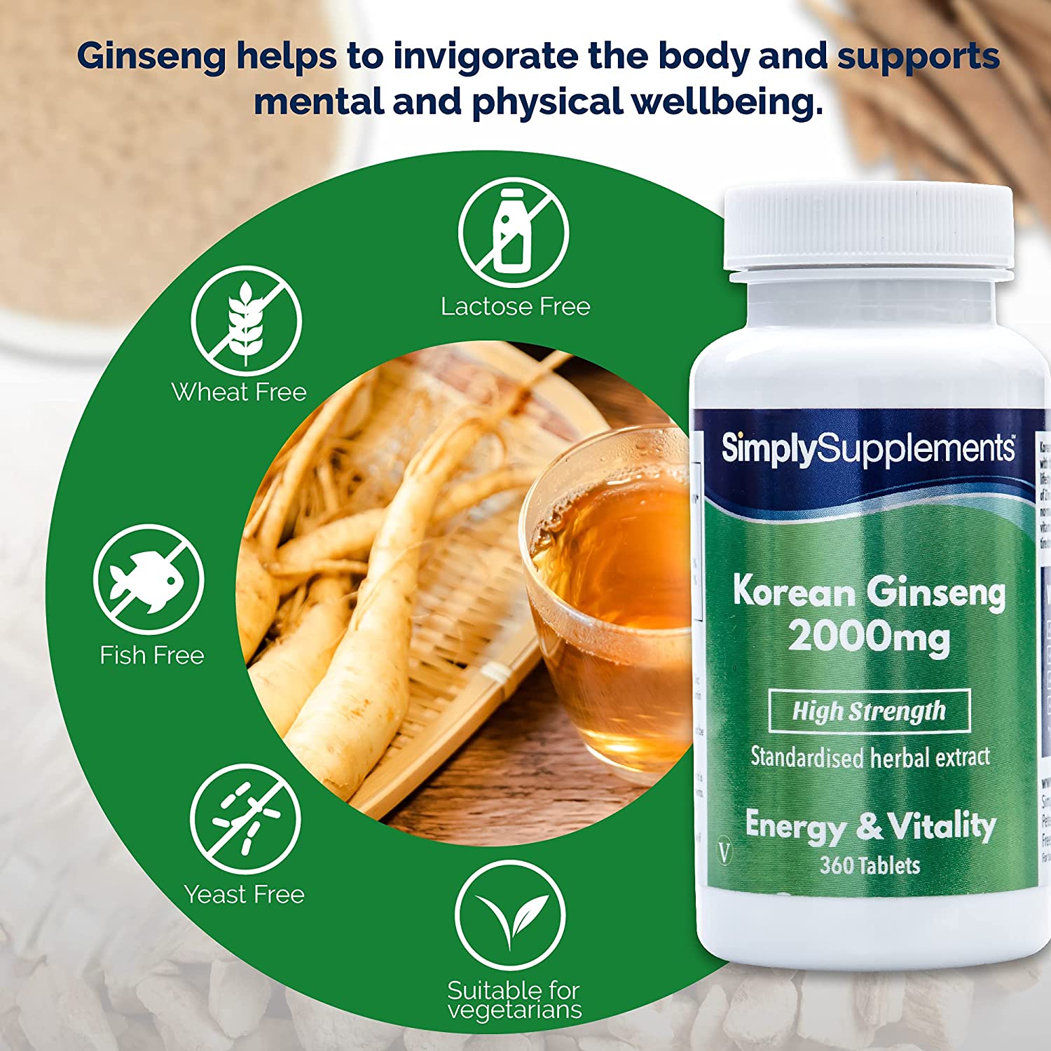 SimplySupplements Korean Ginseng 2000mg, 360 Tablets - Image 4