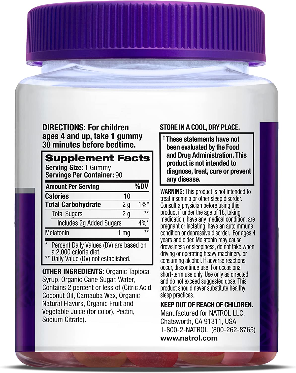 Natrol Kids Melatonin Gummy, 1mg, Sleep Aid Supplement for Children, Ages 4 and up, 90 Berry Flavored Gummies - Image 7