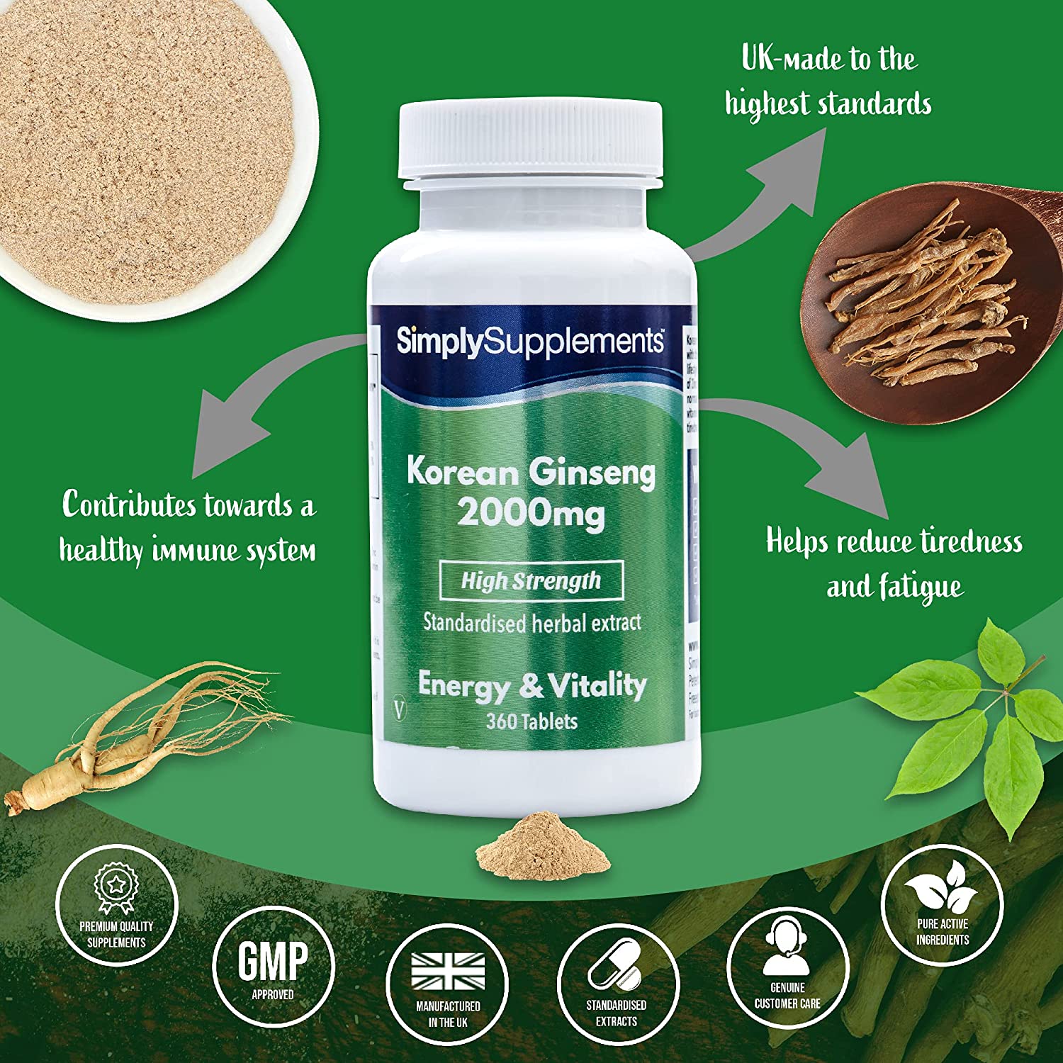 SimplySupplements Korean Ginseng 2000mg, 360 Tablets - Image 7