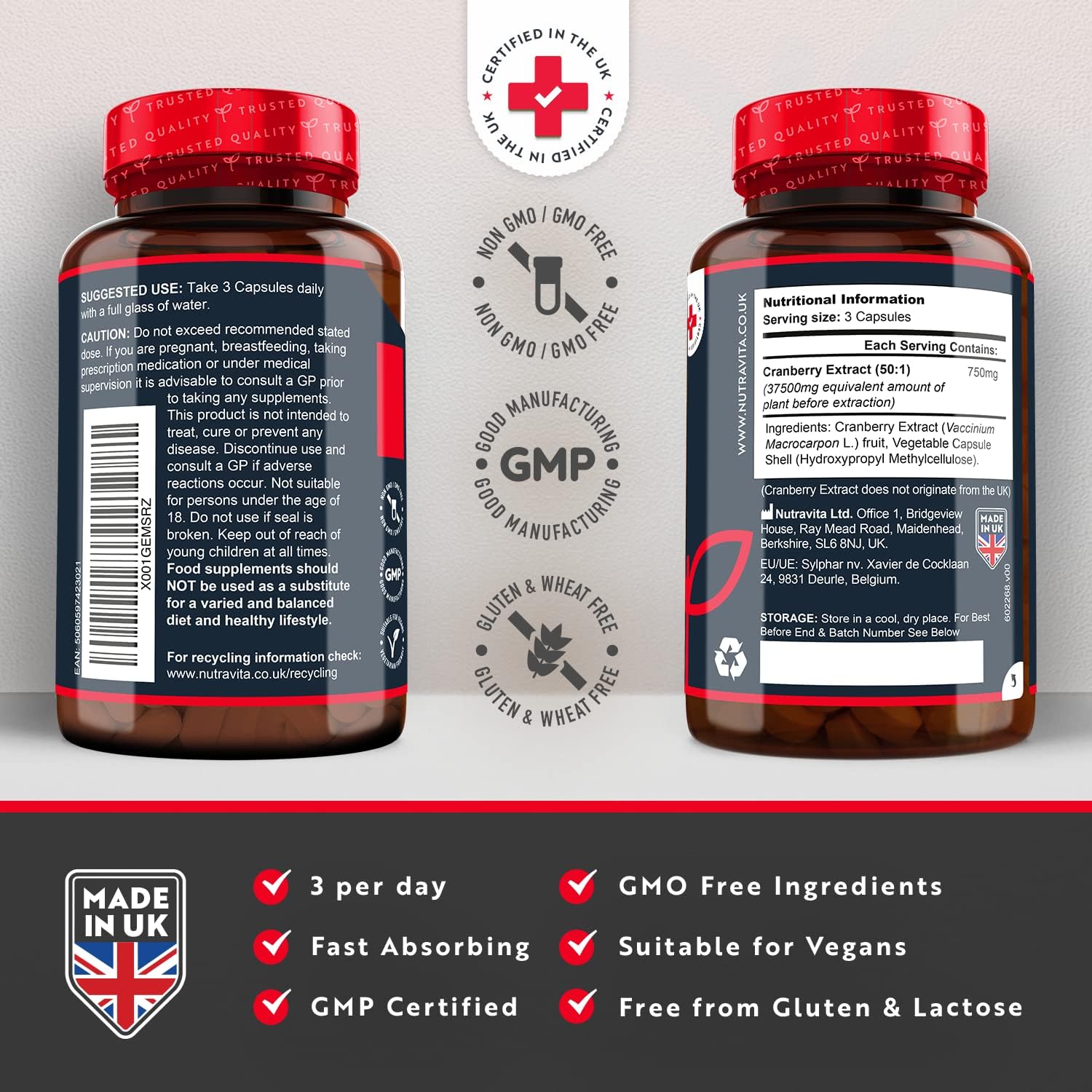 Nutravita, Cranberry 37500mg, Ingredients