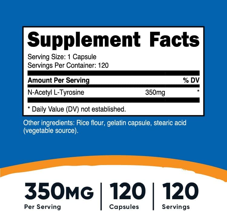 Nutricost N-Acetyl L-Tyrosine (NALT) 350mg, 120 Capsules