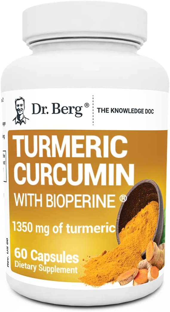Dr. Berg's Turmeric Curcumin with Bioperine Turmeric Supplement for Brain, Heart & Joint Support- 60 Capsules