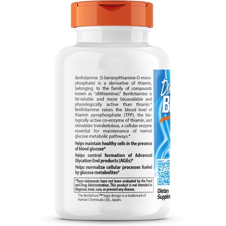 Doctor's Best BenFotiamine with BenfoPure, Helps Maintain Blood Sugar Levels, 150 mg, 120 Veggie Caps