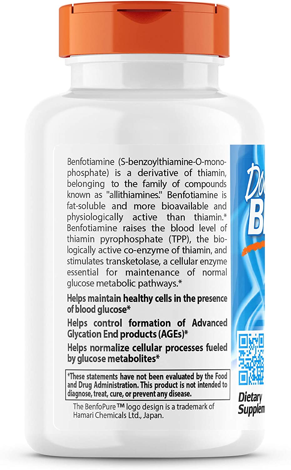 Doctor's Best BenFotiamine with BenfoPure, Helps Maintain Blood Sugar Levels, 150 mg, 120 Veggie Caps