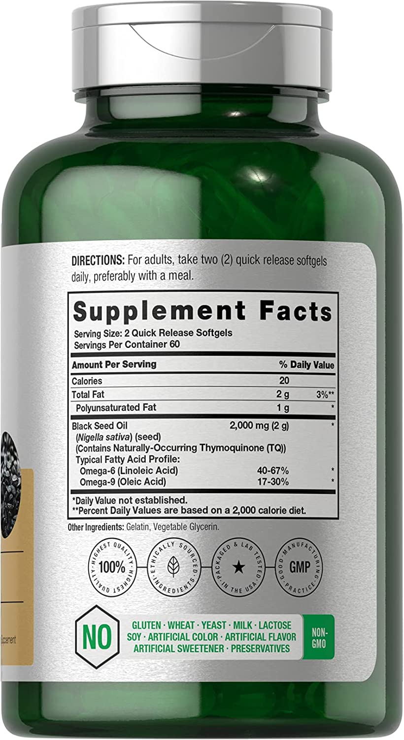 Horbaach Black Seed Oil 2000mg | 120 Softgel Capsules