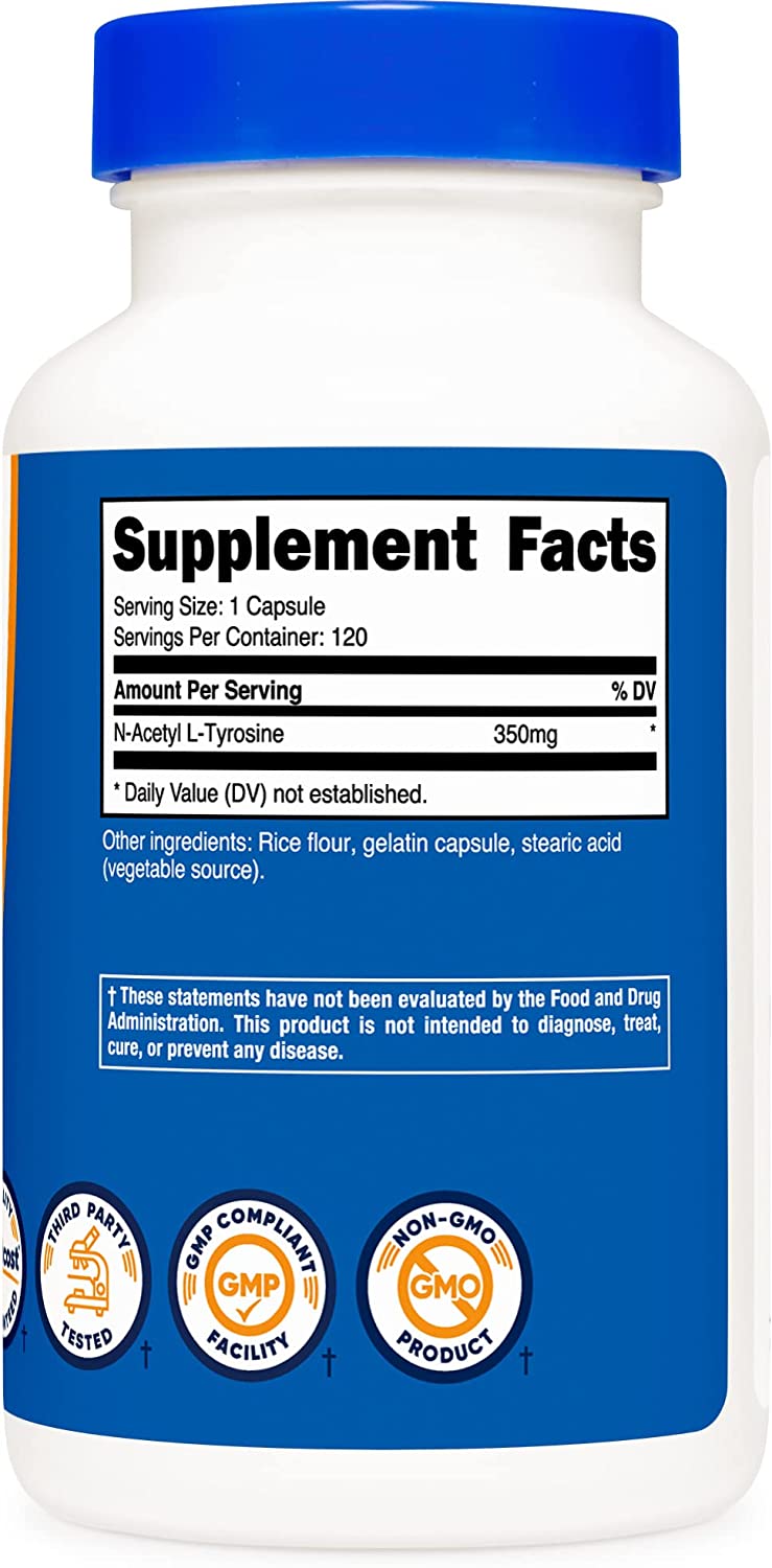 Nutricost N-Acetyl L-Tyrosine (NALT) 350mg, 120 Capsules