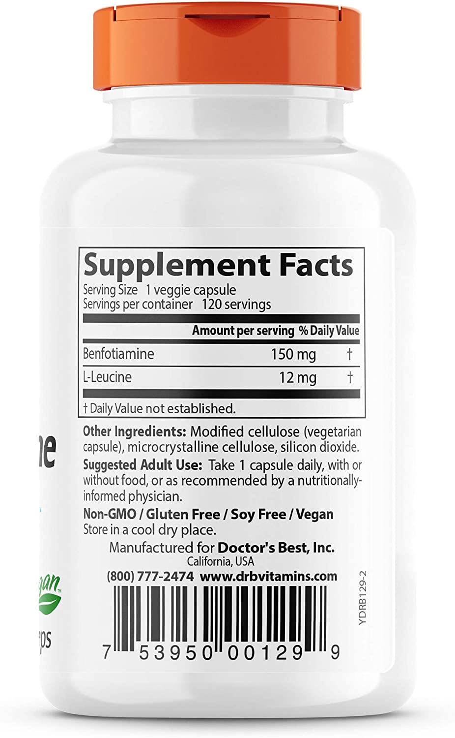 Doctor's Best BenFotiamine with BenfoPure, Helps Maintain Blood Sugar Levels, 150 mg, 120 Veggie Caps