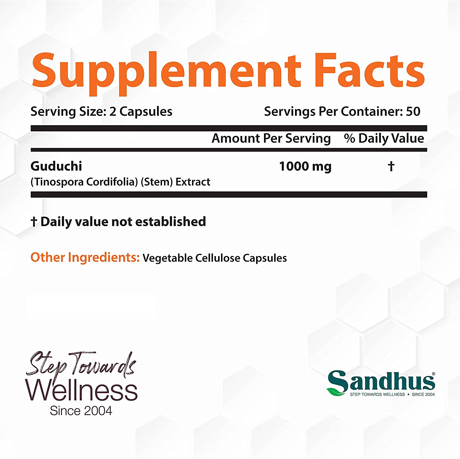 Guduchi (Tinospora Cordifolia) Giloy Immune Support 1000 mg per Serving Vegetarian 100 Capsules