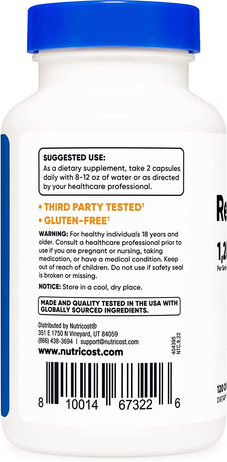 Nutricost Red Yeast Rice 1200mg, 120 Capsules - 60 Serv, Veggie Caps