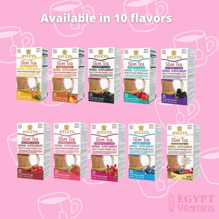 Hyleys Slim Tea 42 Ct Assorted - Weight Loss Herbal Supplement Cleanse and Detox - 42 Tea Bags