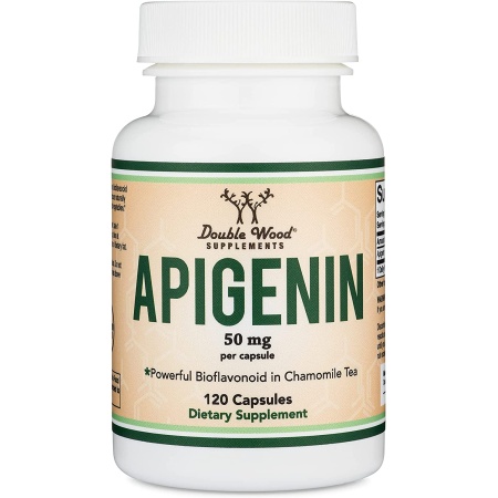 DOUBLE WOOD Apigenin Supplement - 50mg per Capsule, 120 Count (Powerful Bioflavonoid Found in Chamomile Tea for Relaxation, Sleep, and Mood) Senolytic Flavonols for Aging