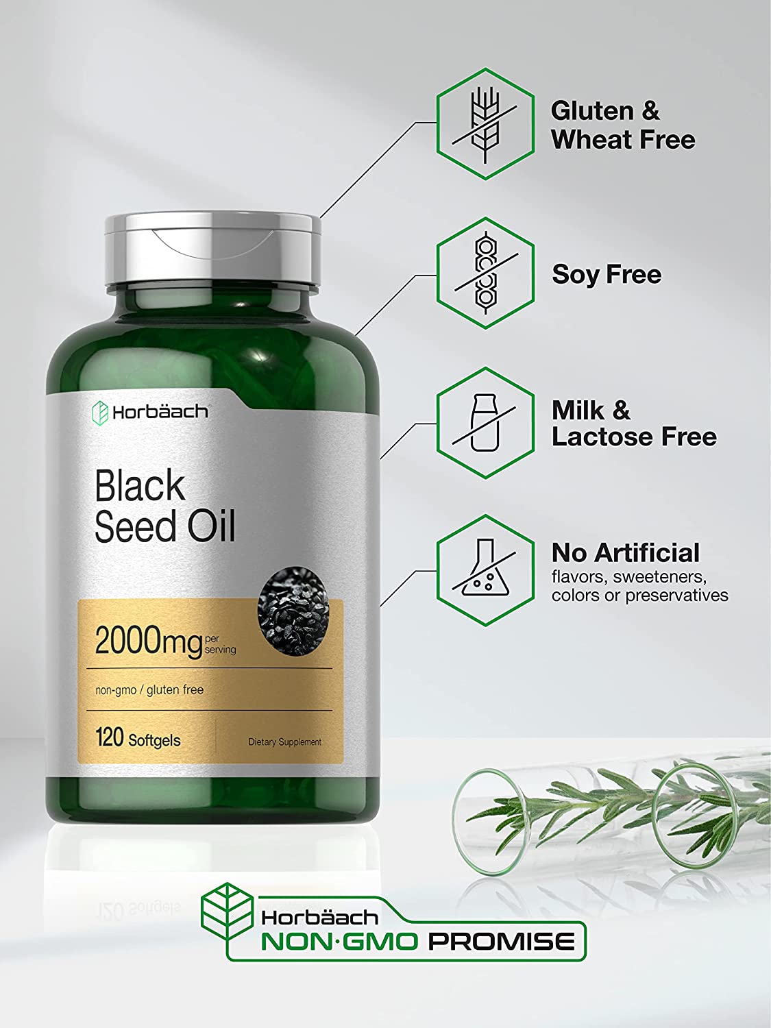 Horbaach Black Seed Oil 2000mg | 120 Softgel Capsules