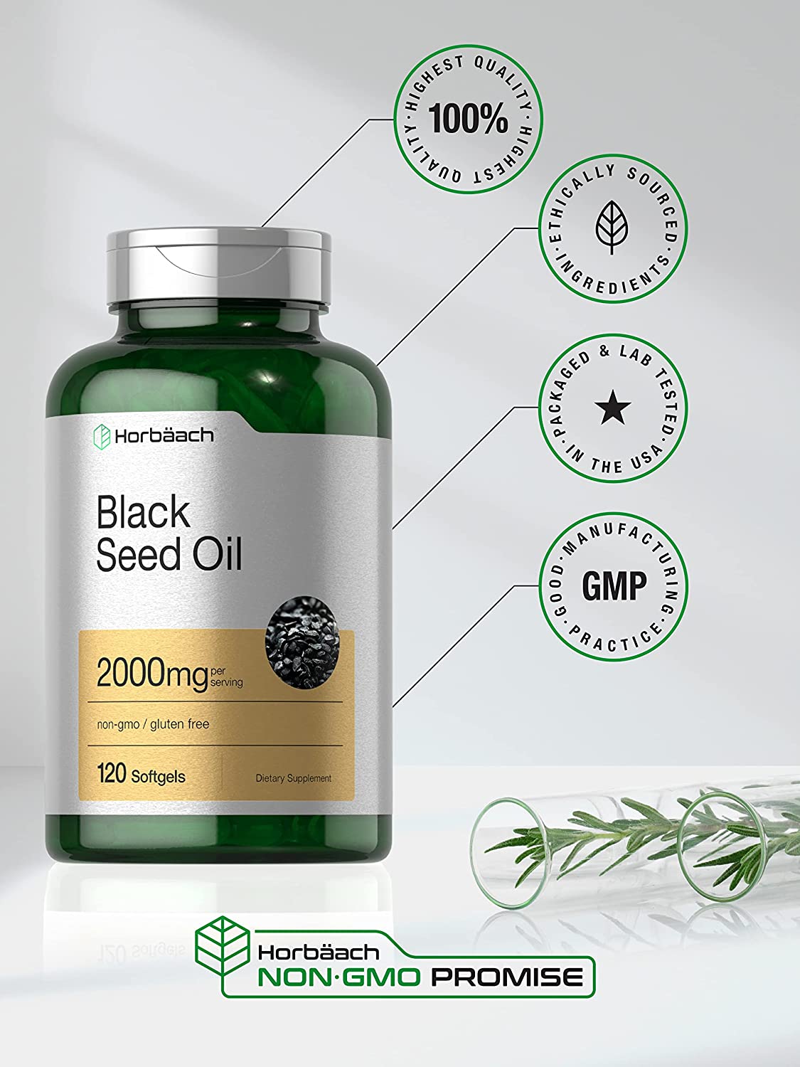 Horbaach Black Seed Oil 2000mg | 120 Softgel Capsules