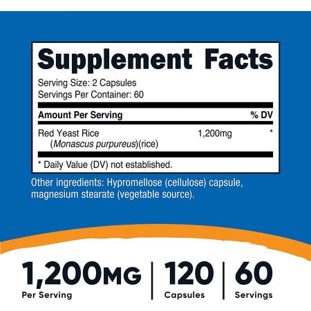 Nutricost Red Yeast Rice 1200mg, Ingredients