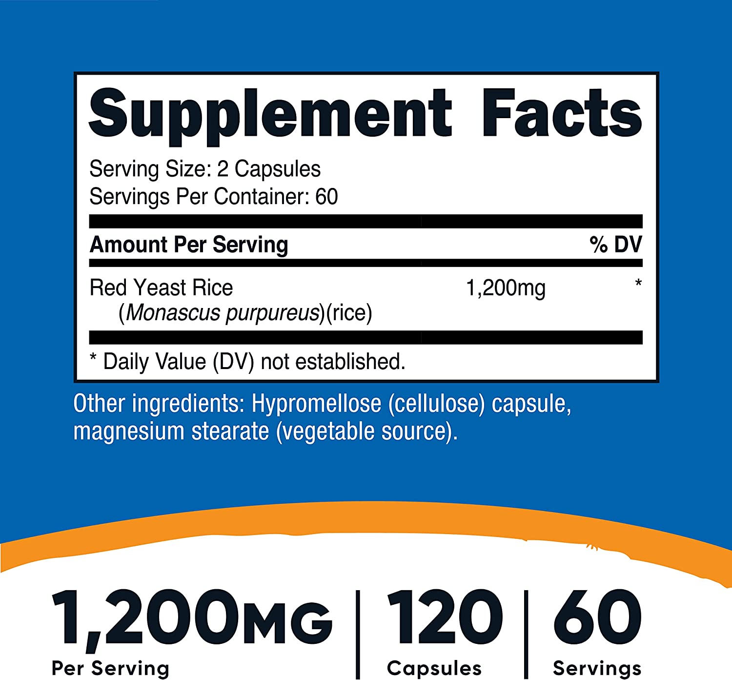 Nutricost Red Yeast Rice 1200mg, Ingredients