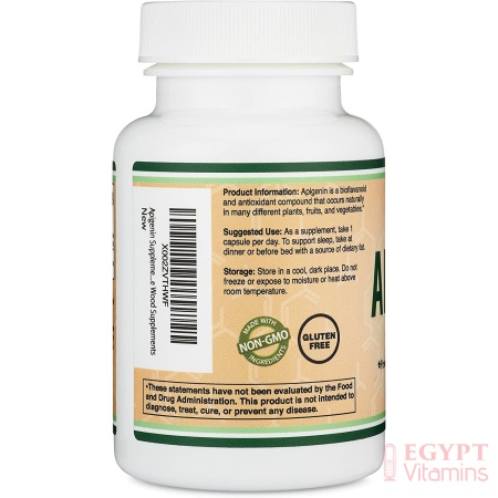 DOUBLE WOOD Apigenin Supplement - 50mg per Capsule, 120 Count (Powerful Bioflavonoid Found in Chamomile Tea for Relaxation, Sleep, and Mood) Senolytic Flavonols for Aging