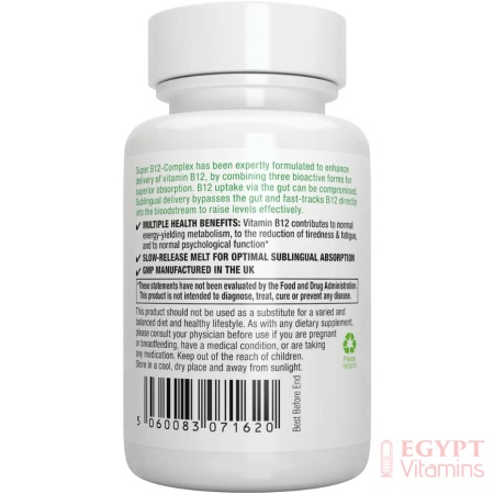 Igennus Super B12-Complex 1000mcg, Sublingual Vitamin B12, Methylcobalamin, Adenosylcobalamin & Hydroxocobalamin, Clean Label, High Absorption, 180 Servings
