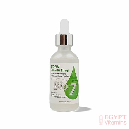 BIO7 BIOTIN GROWTH DROP INFUSED BIOMIMETIC SIGNAL PEPTIDE – 2 Fl Oz – Improve the Appearance of Hair Loss By Looking Visibly Longer, Thicker, Boost Follicle Growth – By Natures