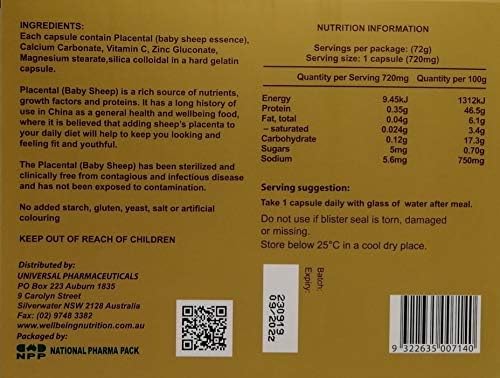 Wealthy Health Maxi 50000 mg Placental Baby Sheep Essence 100 Capsules