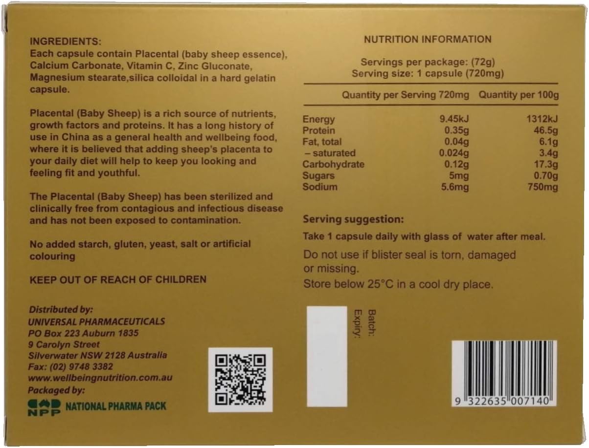 Wealthy Health Maxi 50000 mg Placental Baby Sheep Essence 100 Capsules