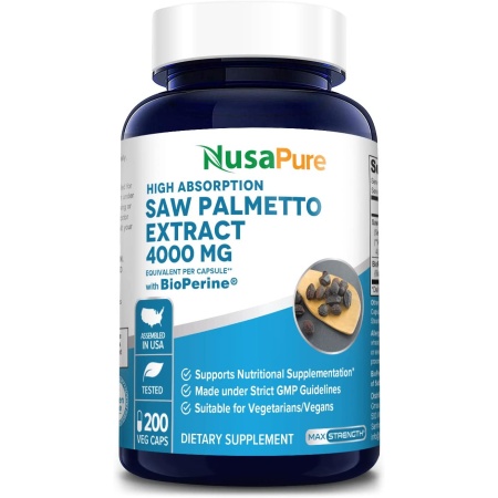 NusaPure Saw Palmetto Extract 4,000mg,with Bioperine, 200 Capsulesمستخلص بلميط منشارى 4000 مجم،مع خلاصة الفلفل الاسود لتحسين الامتصاص ، 200 كبسولة