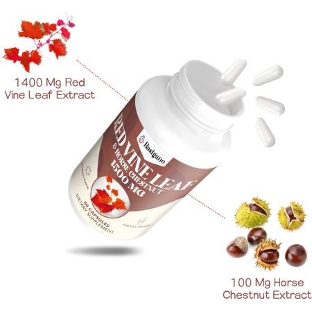 Red Vine Leaf & Horse Chestnut | Natural Vein Support Formula 1500mg | 60 Capsules