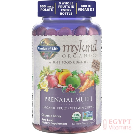 Garden of Life Prenatal Gummies Multivitamin with Vitamin D3, B6, B12, C & Folate for Healthy Fetal Development mykind Organics – Organic, Non-GMO, Gluten-Free, Vegan, Berry Flavor, 30 Day Supply
