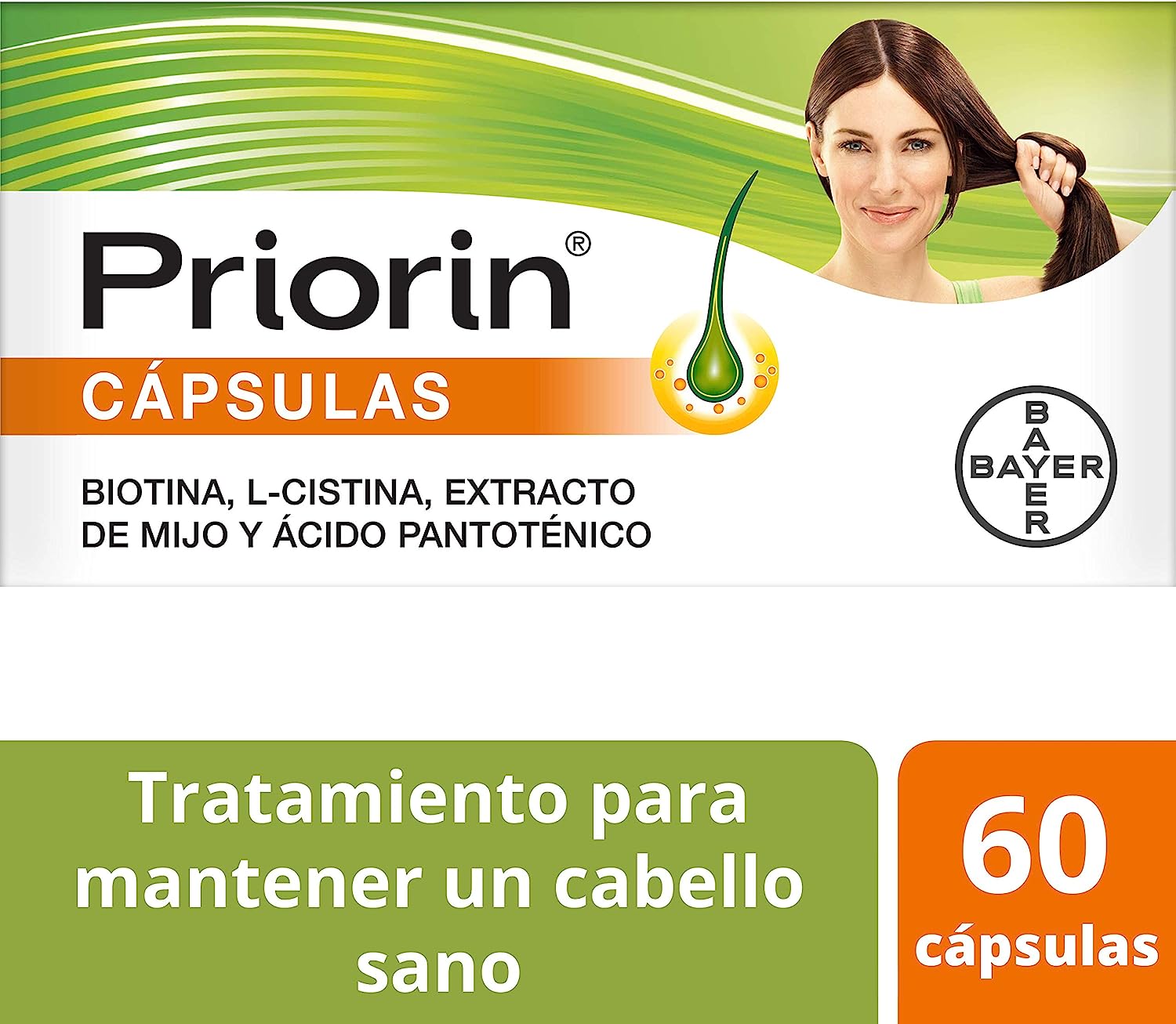 Priorin Capsules Food Supplement with Biotin, L-Cystine, Millet Extract and Pantothenic Acid, to Maintain Healthy Hair, 60 Capsules