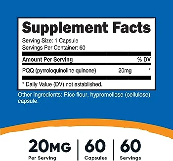 Nutricost PQQ (Pyrroloquinoline Quinone) 20mg, 60 Capsules - Vegetarian Capsules, Non-GMO, Gluten FreeNutricost PQQ (Pyrroloquinoline Quinone) 20mg, 60 Capsules - Vegetarian Capsules, Non-GMO, Gluten Free - Image 3