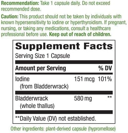 Nature's Way Premium Herbal Bladderwrack Whole Thallus 580 mg, 100 Count - Image 5