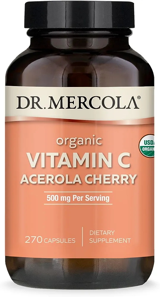Dr. Mercola Organic Vitamin C Acerola Cherry 500 mg, 90 Servings (270 Capsules), Non GMO, Soy Free, Gluten Free - Image 3