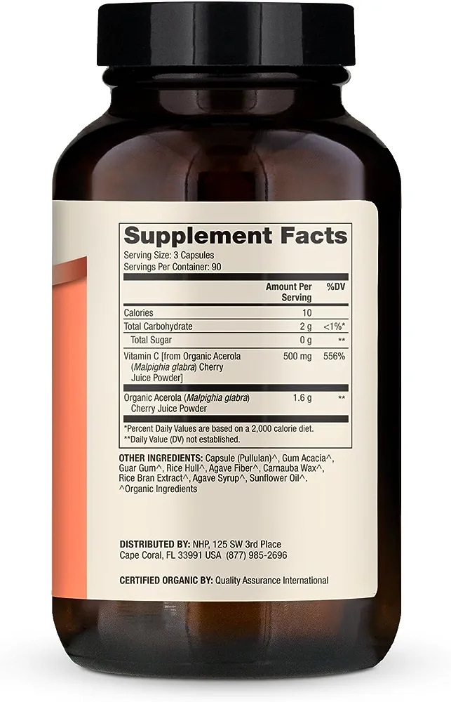 Dr. Mercola Organic Vitamin C Acerola Cherry 500 mg, 90 Servings (270 Capsules), Non GMO, Soy Free, Gluten Free - Image 4