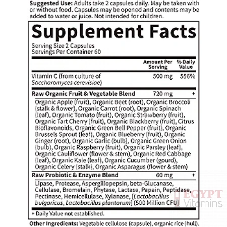 ingredients of Garden of Life Raw Vitamin Code Vitamin C