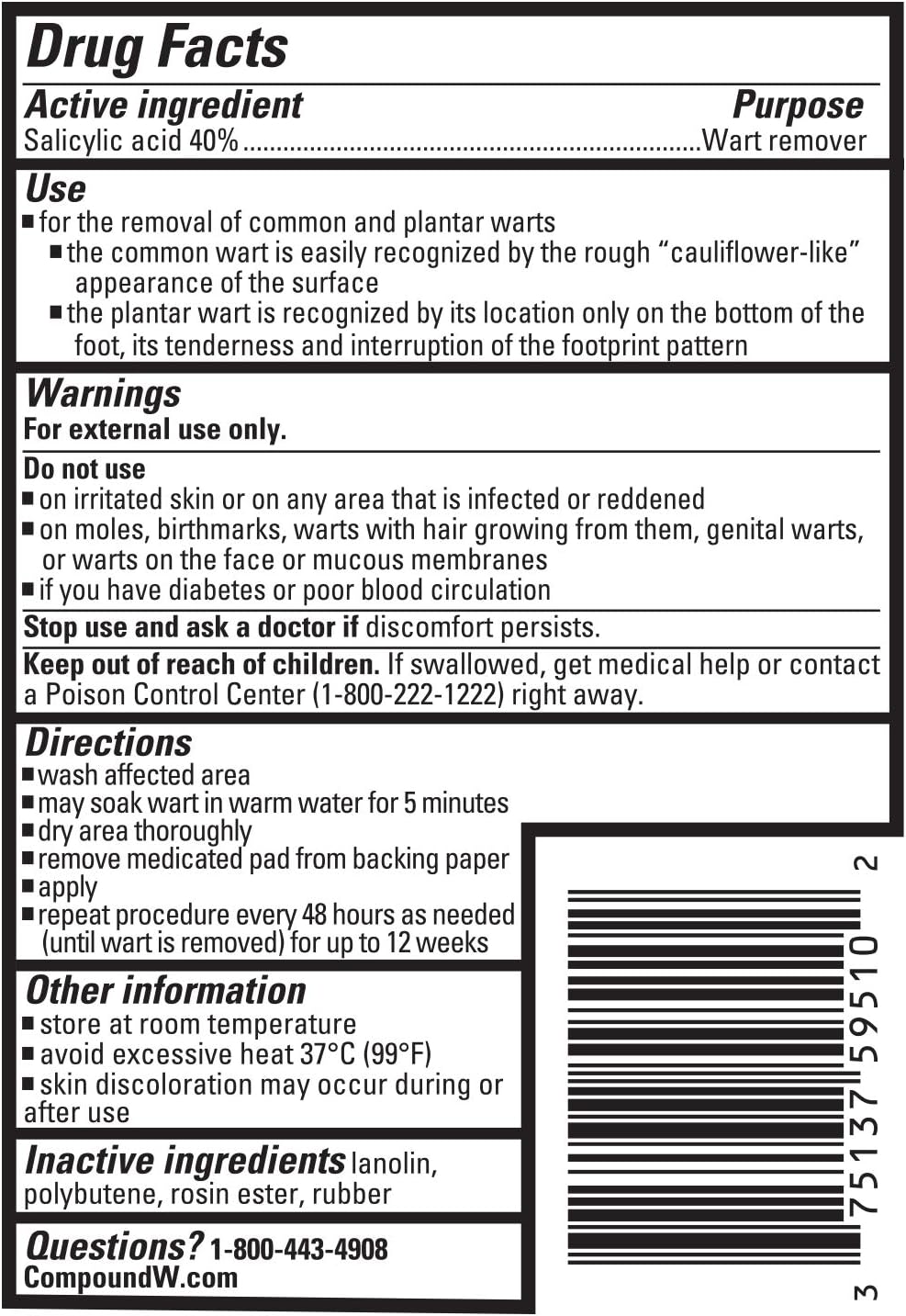 Compound W Wart Remover Maximum Strength One Step Pads, 14 Medicated Pads - Image 5