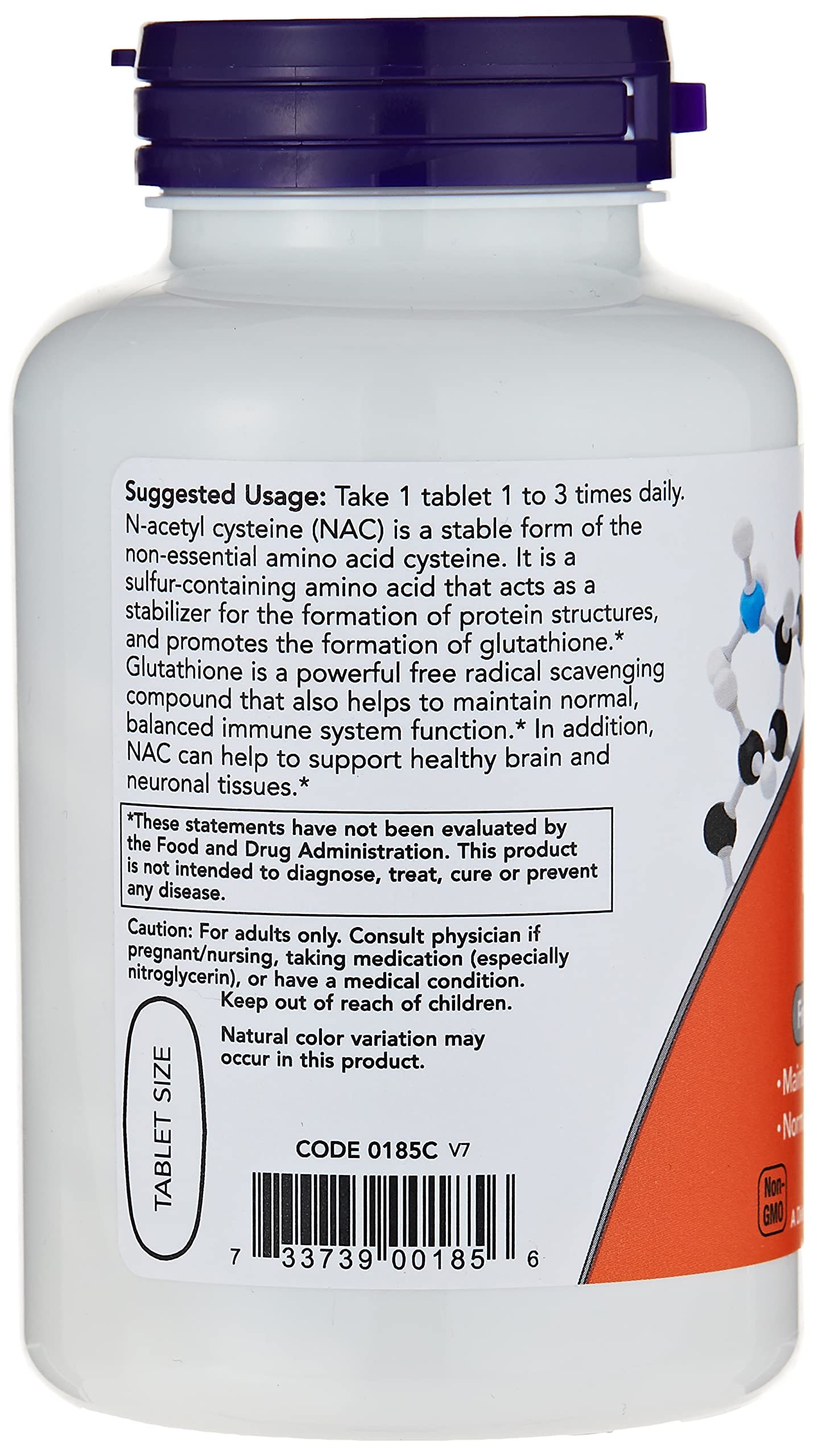 NOW Supplements, NAC (N-Acetyl-Cysteine) 1,000 mg, Free Radical Protection*, 120 Tablets - Image 3