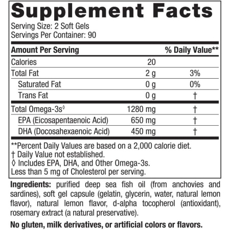 Nordic Naturals Ultimate Omega Lemon Flavor – Ingredients