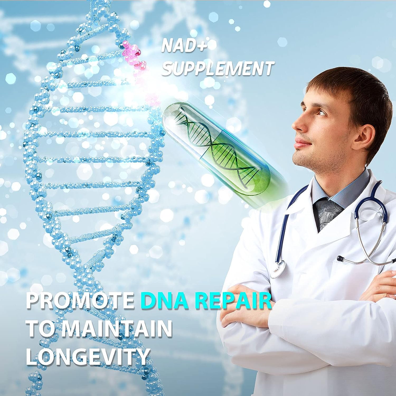 NMN & Resveratrol 1000MG, Supports Anti-Aging, Boost NAD, Cellular Energy Metabolism - 60 CAPSULES إن.إم.إن + ريسفيراتول: مكمل غذائي مضاد للشيخوخة وداعم للطاقة الخلوية, 60 كبسولة - Image 7