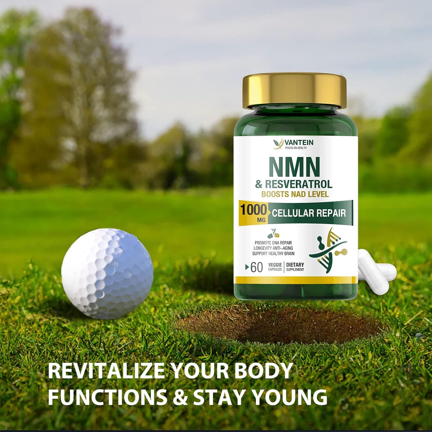 NMN & Resveratrol 1000MG, Supports Anti-Aging, Boost NAD, Cellular Energy Metabolism - 60 CAPSULES إن.إم.إن + ريسفيراتول: مكمل غذائي مضاد للشيخوخة وداعم للطاقة الخلوية, 60 كبسولة - Image 4