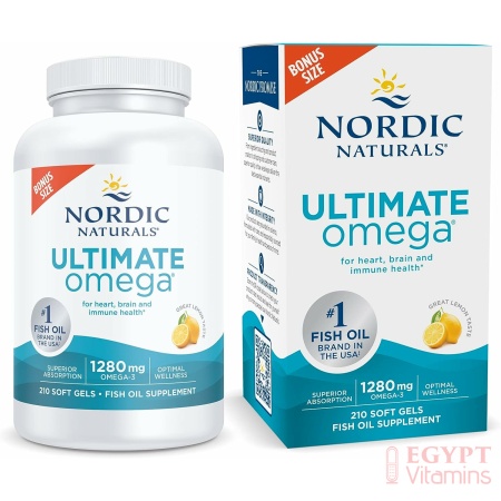 Nordic Naturals Ultimate Omega, Lemon Flavor - 210 Soft Gels - 1280 mg Omega-3 - High-Potency Omega-3 Fish Oil with EPA & DHA - Promotes Brain & Heart Health - Non-GMO - 105 Servings